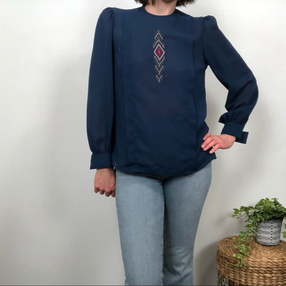 Vintage Victoire Long Sleeve Embroidered Blouse 10